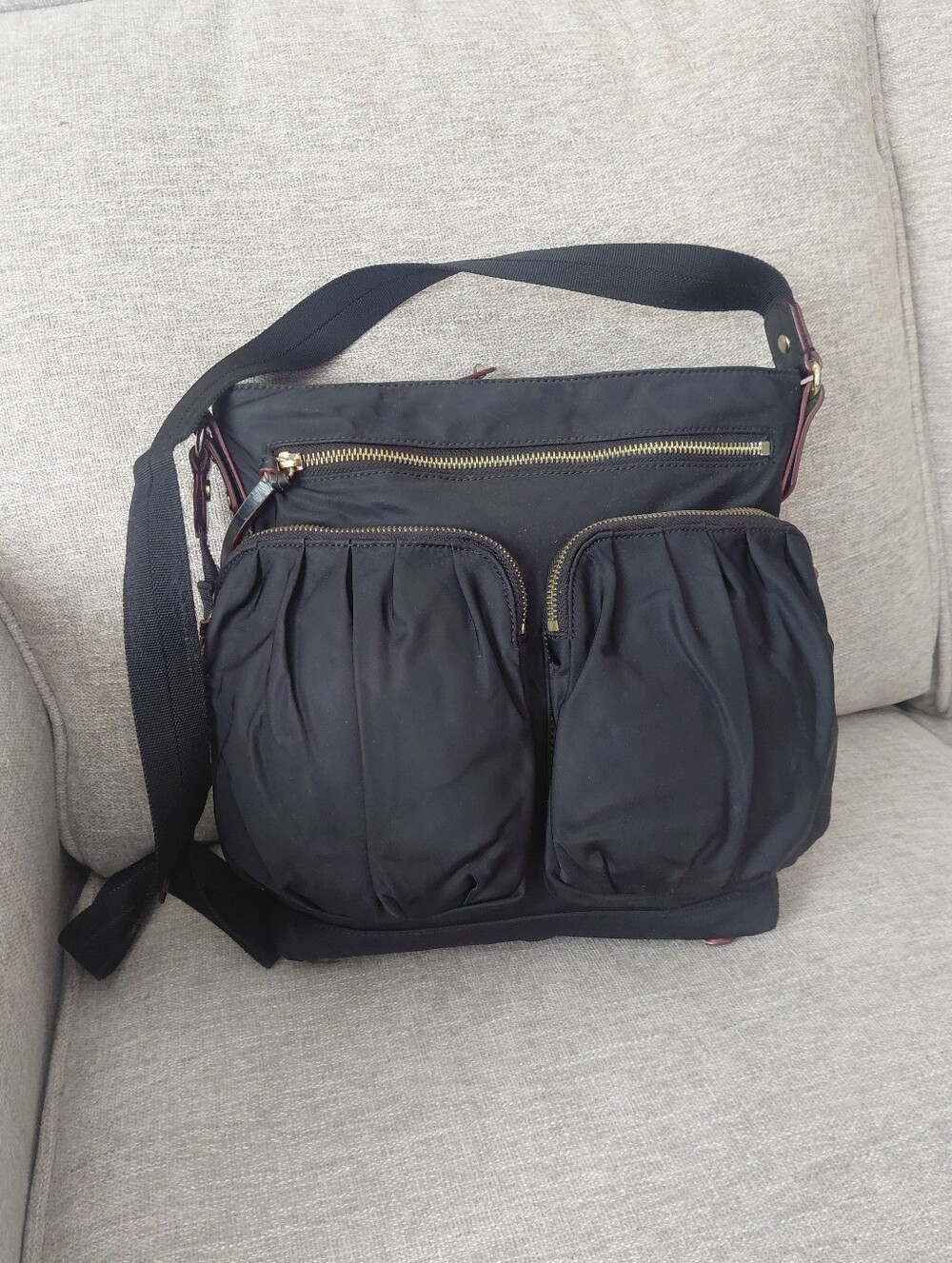 MZ Wallace Black Nylon Front Pocket Crossbody Bag